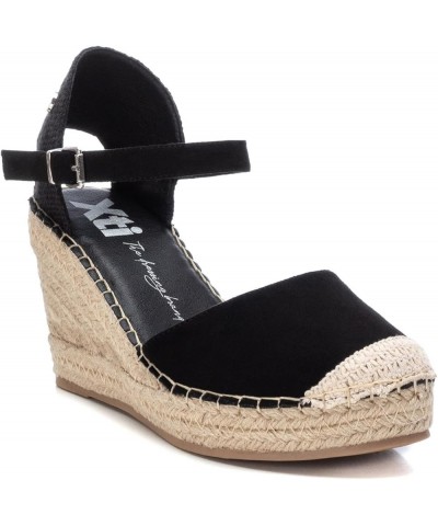 Women's Modern Espadrille Wedge Sandal Black White $49.82 Sandals