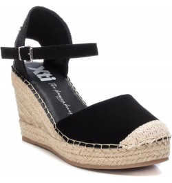 Women's Modern Espadrille Wedge Sandal Black White $49.82 Sandals