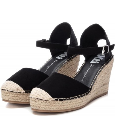 Women's Modern Espadrille Wedge Sandal Black White $49.82 Sandals