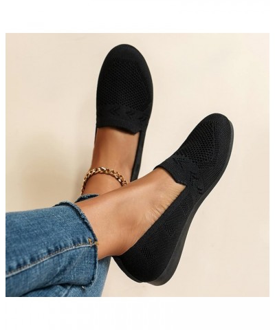 Casual Sock Sneakers, Round Toe Women Flat Shoes Slip on Girls Dress Black Ballet Flats Dance Shoes Z 02-black $14.84 Athleti...