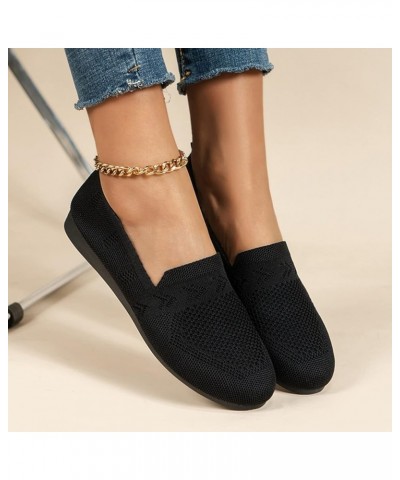 Casual Sock Sneakers, Round Toe Women Flat Shoes Slip on Girls Dress Black Ballet Flats Dance Shoes Z 02-black $14.84 Athleti...