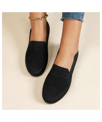 Casual Sock Sneakers, Round Toe Women Flat Shoes Slip on Girls Dress Black Ballet Flats Dance Shoes Z 02-black $14.84 Athleti...