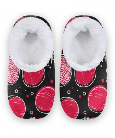 Winter Fuzzy Fleece Warm Memory Foam Cozy Shoes Closed Back House Slippers for Women Girl Men Indoor Outdoor Bedroom Pomegran...