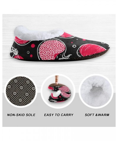 Winter Fuzzy Fleece Warm Memory Foam Cozy Shoes Closed Back House Slippers for Women Girl Men Indoor Outdoor Bedroom Pomegran...