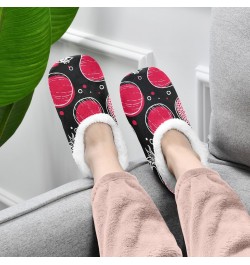 Winter Fuzzy Fleece Warm Memory Foam Cozy Shoes Closed Back House Slippers for Women Girl Men Indoor Outdoor Bedroom Pomegran...