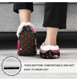 Winter Fuzzy Fleece Warm Memory Foam Cozy Shoes Closed Back House Slippers for Women Girl Men Indoor Outdoor Bedroom Pomegran...