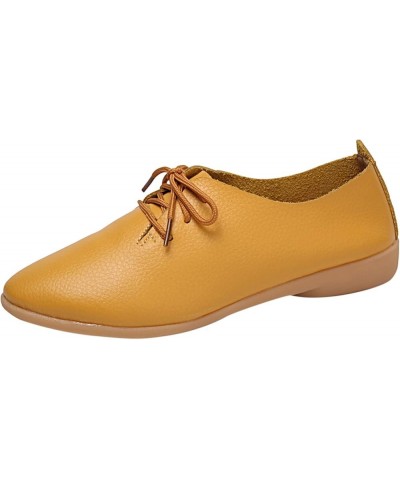 Fashion Womens Breathable Lace Up Shoes Casual Shoes Casual Shoes for Women Wedge Yellow $13.30 Oxfords