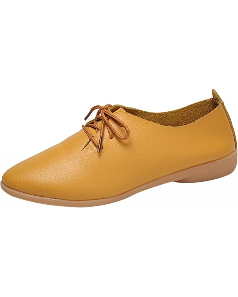 Fashion Womens Breathable Lace Up Shoes Casual Shoes Casual Shoes for Women Wedge Yellow $13.30 Oxfords