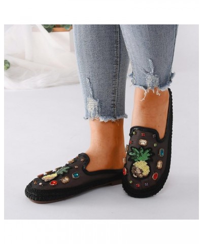 Womens Cute Sneaker Light-Weight Boat Shoe Vintage Walking Canvas Slip on Shoes Sports Shoes Sandals Shoes Black $9.84 Sandals