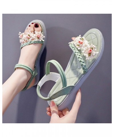 Wedge Sandals for Women, Elastic Wedge Ankle Strap Sandals Summer Party Sandal Peep Toe Flower Elegant Shoes Green $28.65 San...