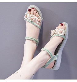 Wedge Sandals for Women, Elastic Wedge Ankle Strap Sandals Summer Party Sandal Peep Toe Flower Elegant Shoes Green $28.65 San...