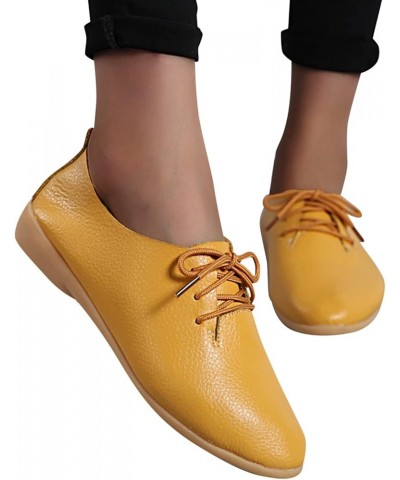 Fashion Womens Breathable Lace Up Shoes Casual Shoes Casual Shoes for Women Wedge Yellow $13.30 Oxfords