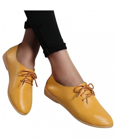 Fashion Womens Breathable Lace Up Shoes Casual Shoes Casual Shoes for Women Wedge Yellow $13.30 Oxfords