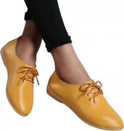 Fashion Womens Breathable Lace Up Shoes Casual Shoes Casual Shoes for Women Wedge Yellow $13.30 Oxfords