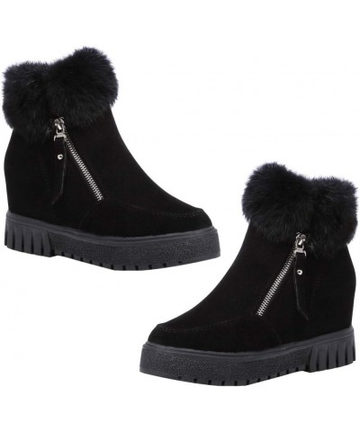 1 Pair Women Winter Autumn Warm Boots Women Casual Furry Ankle Boots Snow Short Booties Black $11.88 Boots