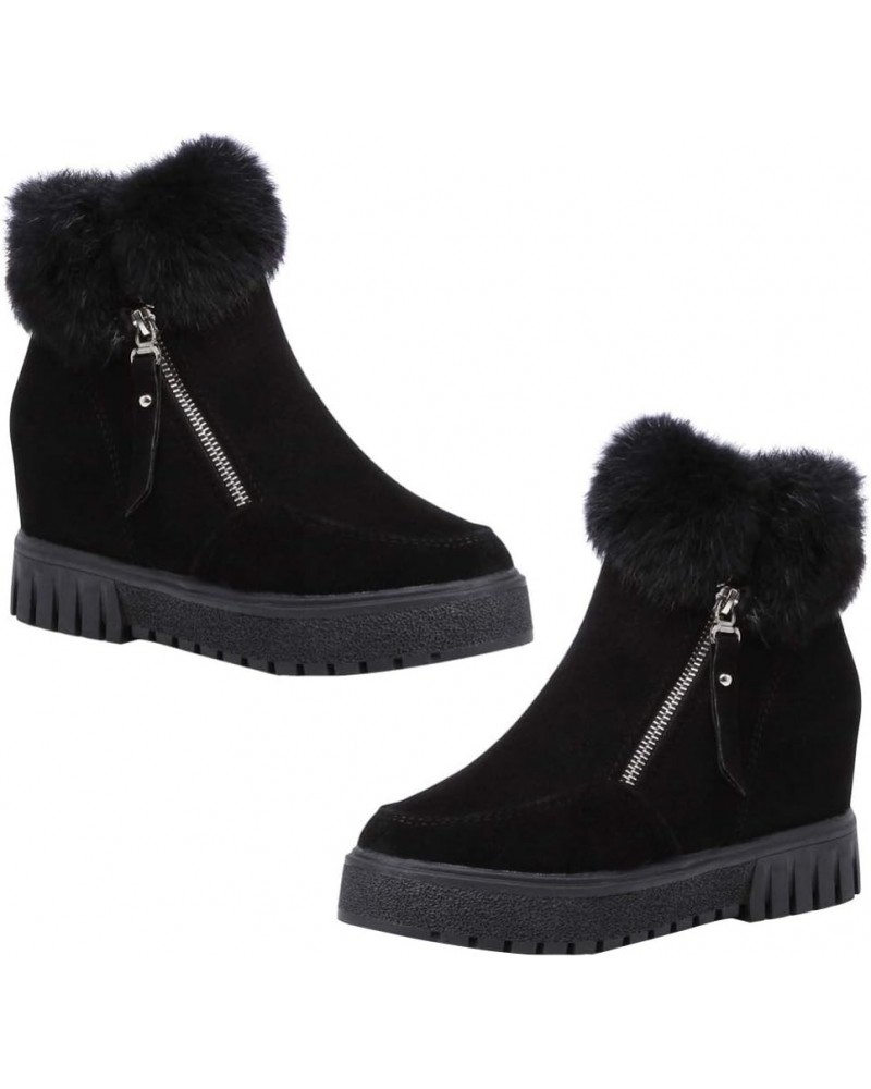 1 Pair Women Winter Autumn Warm Boots Women Casual Furry Ankle Boots Snow Short Booties Black $11.88 Boots