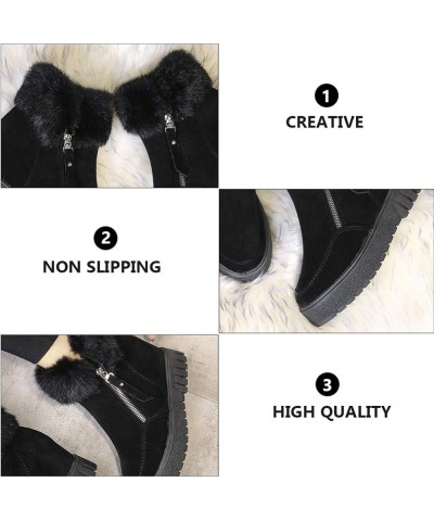 1 Pair Women Winter Autumn Warm Boots Women Casual Furry Ankle Boots Snow Short Booties Black $11.88 Boots