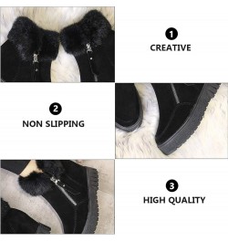 1 Pair Women Winter Autumn Warm Boots Women Casual Furry Ankle Boots Snow Short Booties Black $11.88 Boots