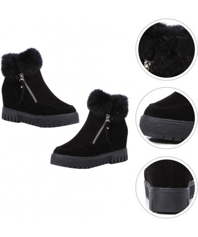 1 Pair Women Winter Autumn Warm Boots Women Casual Furry Ankle Boots Snow Short Booties Black $11.88 Boots