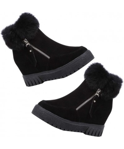 1 Pair Women Winter Autumn Warm Boots Women Casual Furry Ankle Boots Snow Short Booties Black $11.88 Boots