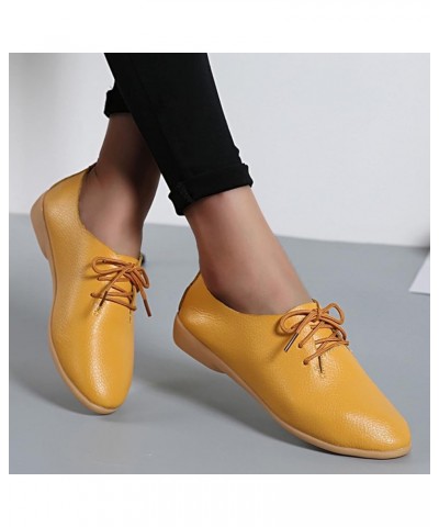 Fashion Womens Breathable Lace Up Shoes Casual Shoes Casual Shoes for Women Wedge Yellow $13.30 Oxfords