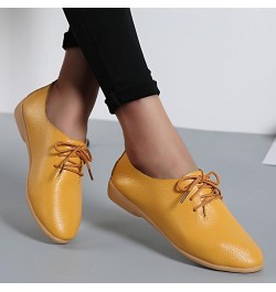 Fashion Womens Breathable Lace Up Shoes Casual Shoes Casual Shoes for Women Wedge Yellow $13.30 Oxfords