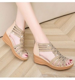 Women Sandals Summer Fish Mouth Hollow Back Zipper Casual Shoes Dressy Women Shoes Beige $15.70 Sandals