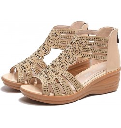 Women Sandals Summer Fish Mouth Hollow Back Zipper Casual Shoes Dressy Women Shoes Beige $15.70 Sandals