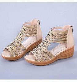 Women Sandals Summer Fish Mouth Hollow Back Zipper Casual Shoes Dressy Women Shoes Beige $15.70 Sandals