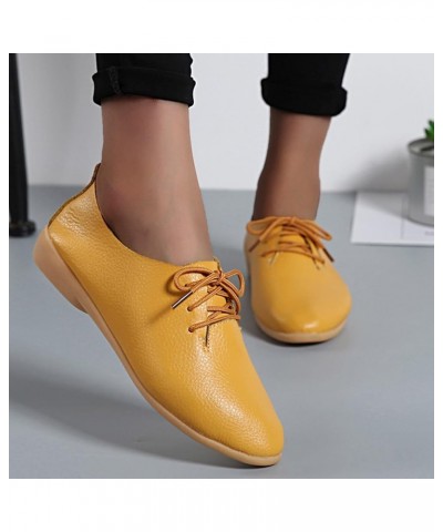 Fashion Womens Breathable Lace Up Shoes Casual Shoes Casual Shoes for Women Wedge Yellow $13.30 Oxfords