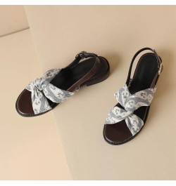 Women Comfort Slingback Sandals with Low Chunky Heels for Summer Blue $35.29 Sandals