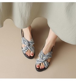 Women Comfort Slingback Sandals with Low Chunky Heels for Summer Blue $35.29 Sandals