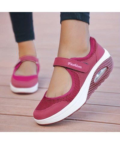 Women's Air Cushion Mesh Sneakers, Breathable Cut-Out Ankle Strap Sports Shoes, Casual Walking Shoes White $11.16 Fashion Sne...