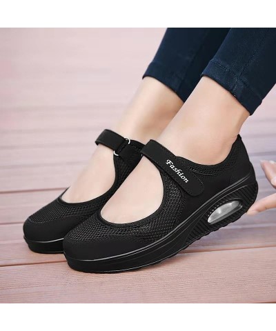 Women's Air Cushion Mesh Sneakers, Breathable Cut-Out Ankle Strap Sports Shoes, Casual Walking Shoes White $11.16 Fashion Sne...