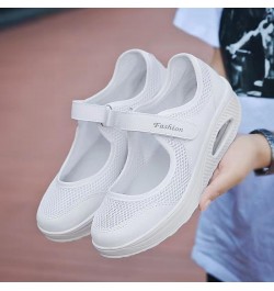 Women's Air Cushion Mesh Sneakers, Breathable Cut-Out Ankle Strap Sports Shoes, Casual Walking Shoes White $11.16 Fashion Sne...