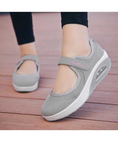 Women's Air Cushion Mesh Sneakers, Breathable Cut-Out Ankle Strap Sports Shoes, Casual Walking Shoes White $11.16 Fashion Sne...