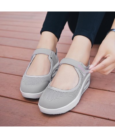 Women's Air Cushion Mesh Sneakers, Breathable Cut-Out Ankle Strap Sports Shoes, Casual Walking Shoes White $11.16 Fashion Sne...