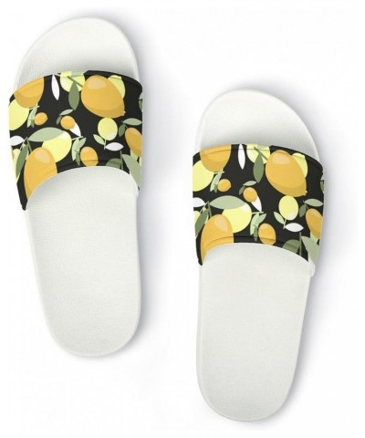 Cow Print Pillow House Slippers Non-Slip Shower Shoes Indoor House Slides Shower Sandals for Men Women Lemons $14.14 Slippers