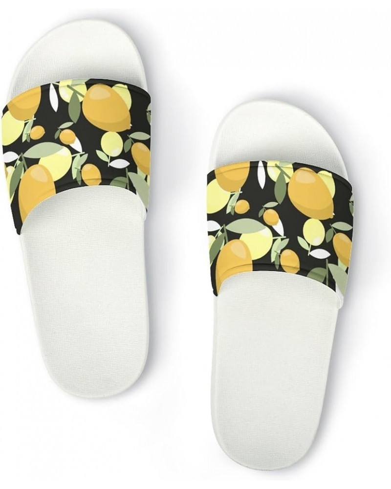 Cow Print Pillow House Slippers Non-Slip Shower Shoes Indoor House Slides Shower Sandals for Men Women Lemons $14.14 Slippers