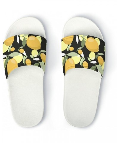 Cow Print Pillow House Slippers Non-Slip Shower Shoes Indoor House Slides Shower Sandals for Men Women Lemons $14.14 Slippers