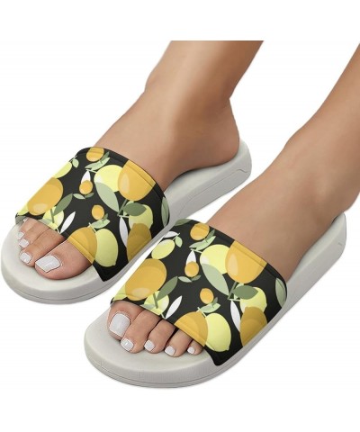 Cow Print Pillow House Slippers Non-Slip Shower Shoes Indoor House Slides Shower Sandals for Men Women Lemons $14.14 Slippers