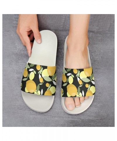 Cow Print Pillow House Slippers Non-Slip Shower Shoes Indoor House Slides Shower Sandals for Men Women Lemons $14.14 Slippers