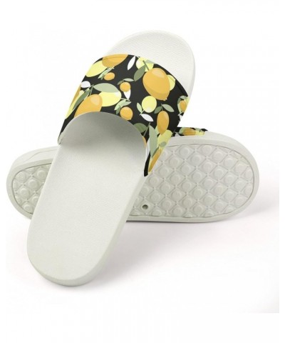 Cow Print Pillow House Slippers Non-Slip Shower Shoes Indoor House Slides Shower Sandals for Men Women Lemons $14.14 Slippers