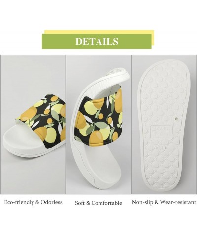 Cow Print Pillow House Slippers Non-Slip Shower Shoes Indoor House Slides Shower Sandals for Men Women Lemons $14.14 Slippers