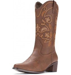 Cowboy Boots For Women Pointy Toe Women's Western Boots Cowgirl Boots Mid Calf Boots Brown $22.00 Boots