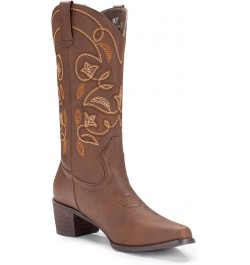 Cowboy Boots For Women Pointy Toe Women's Western Boots Cowgirl Boots Mid Calf Boots Brown $22.00 Boots