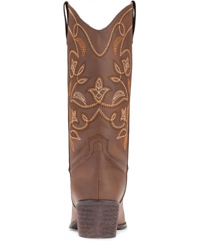 Cowboy Boots For Women Pointy Toe Women's Western Boots Cowgirl Boots Mid Calf Boots Brown $22.00 Boots