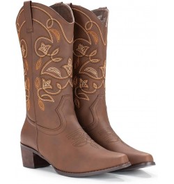 Cowboy Boots For Women Pointy Toe Women's Western Boots Cowgirl Boots Mid Calf Boots Brown $22.00 Boots