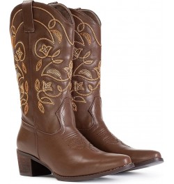 Cowboy Boots For Women Pointy Toe Women's Western Boots Cowgirl Boots Mid Calf Boots Brown $22.00 Boots