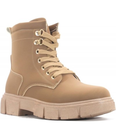 Combat Boots for Women, Platform Boots with Chunky Block Heels, Womens High Tops Boots Tan $19.60 Boots